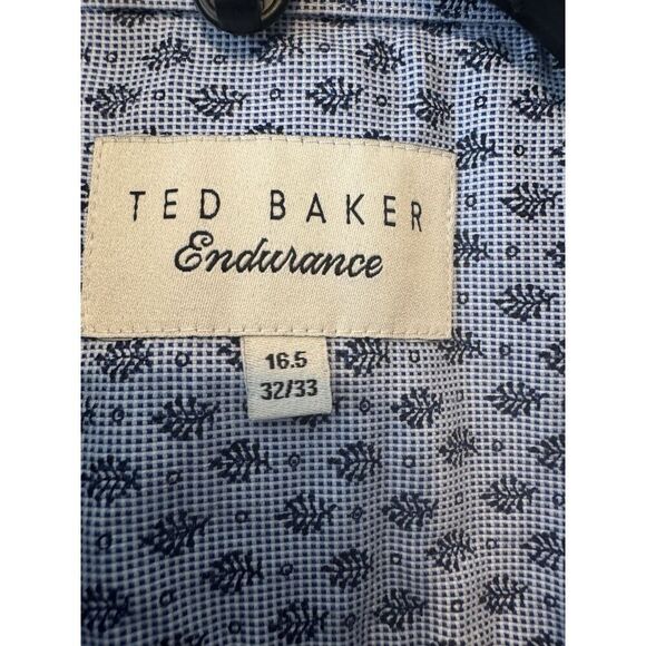 Ted Baker Mens Endurance Blue, & White Check Shirt Pattern Cuff 16.5”32/33” - Picture 5 of 5